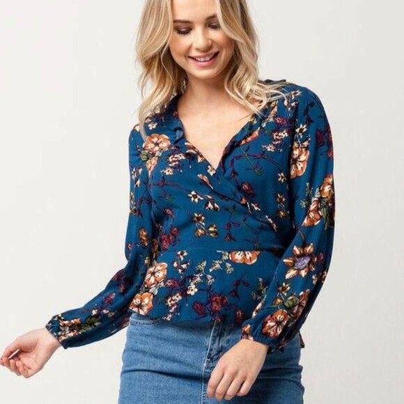 Blu Pepper Floral Wrap Boho Blouse size XS - Picture 2 of 16
